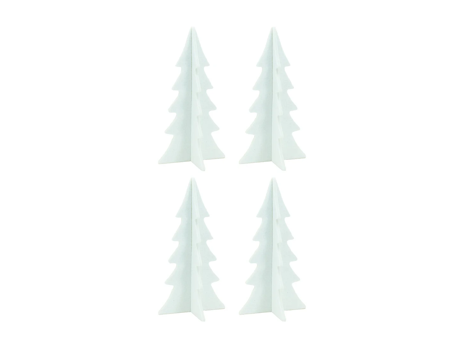 Lot de 4 sapins de Noël pliables en feutrine blanche – Décoration de table ou cheminée