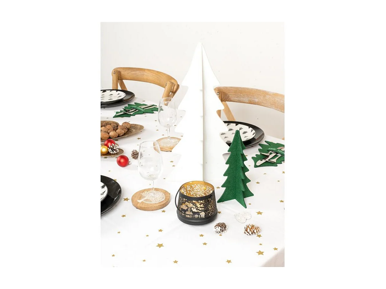Lot de 4 sapins de Noël pliables en feutrine blanche – Décoration de table ou cheminée