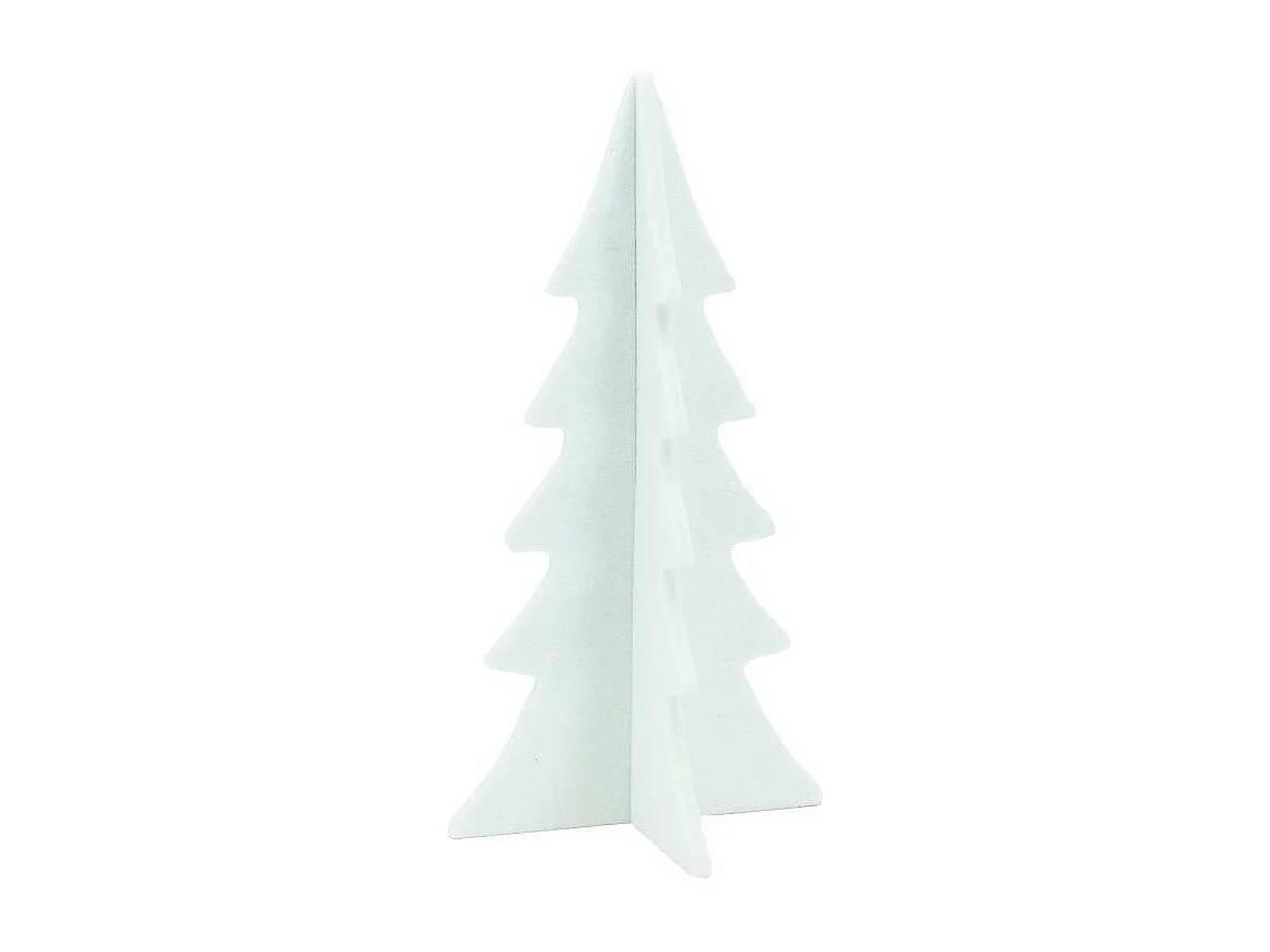 Lot de 4 sapins de Noël pliables en feutrine blanche – Décoration de table ou cheminée