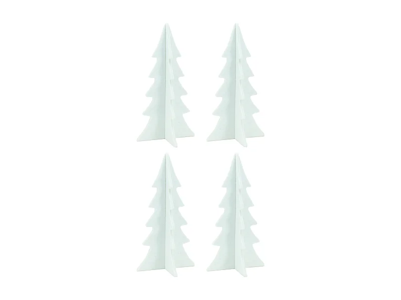 Lot de 4 sapins de Noël pliables en feutrine blanche – Décoration de table ou cheminée