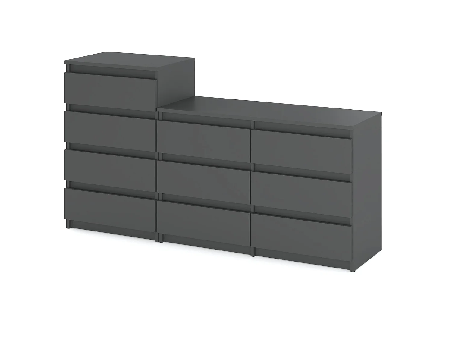 Grande commode avec  10 tiroirs Gris 160 cm – meuble TV, buffet, armoire pour salon