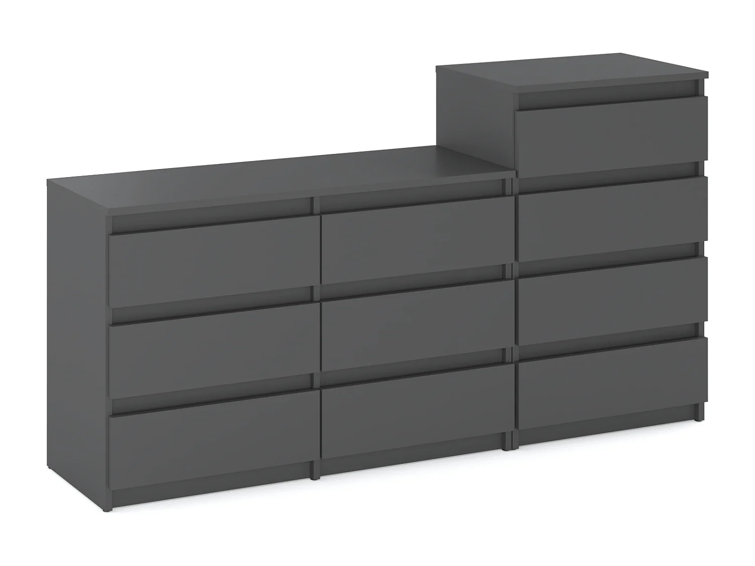 Grande commode avec  10 tiroirs Gris 160 cm – meuble TV, buffet, armoire pour salon