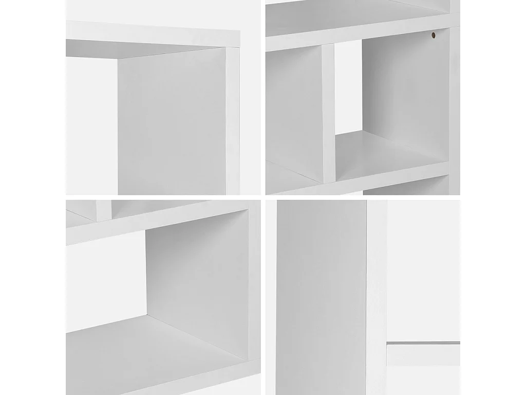 Libreria asimmetrica a 5 livelli con 10 scomparti, bianco