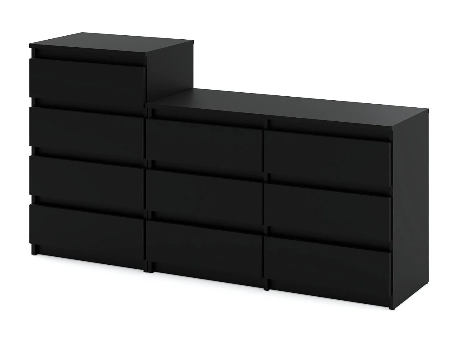 Grande commode avec  10 tiroirs Noir  160 cm – meuble TV, buffet, armoire pour salon