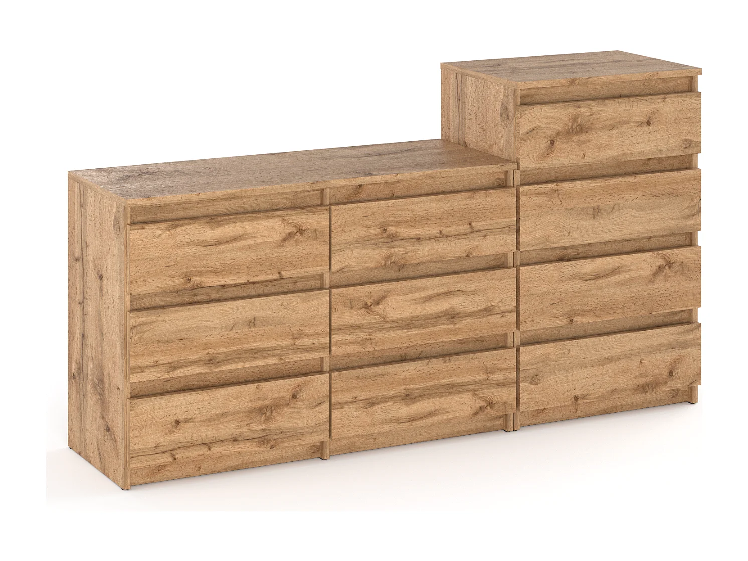 Grande commode avec  10 tiroirs Chêne Wotan 160 cm – meuble TV, buffet, armoire pour salon