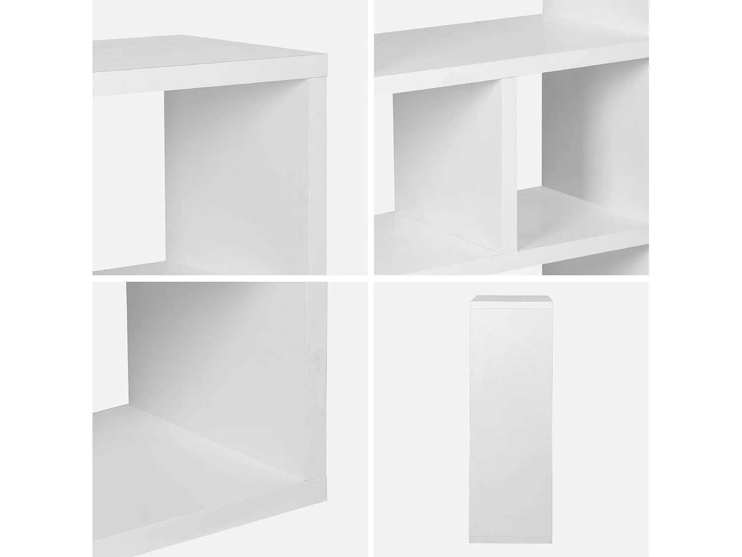 Estantería asimétrica de 3 niveles con 6 compartimentos blanco