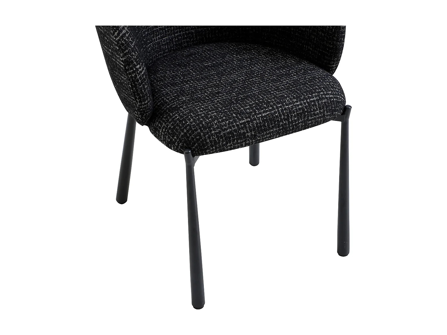 Lot de 6 chaises en tissu tweed et métal - Noir - SIJOLA