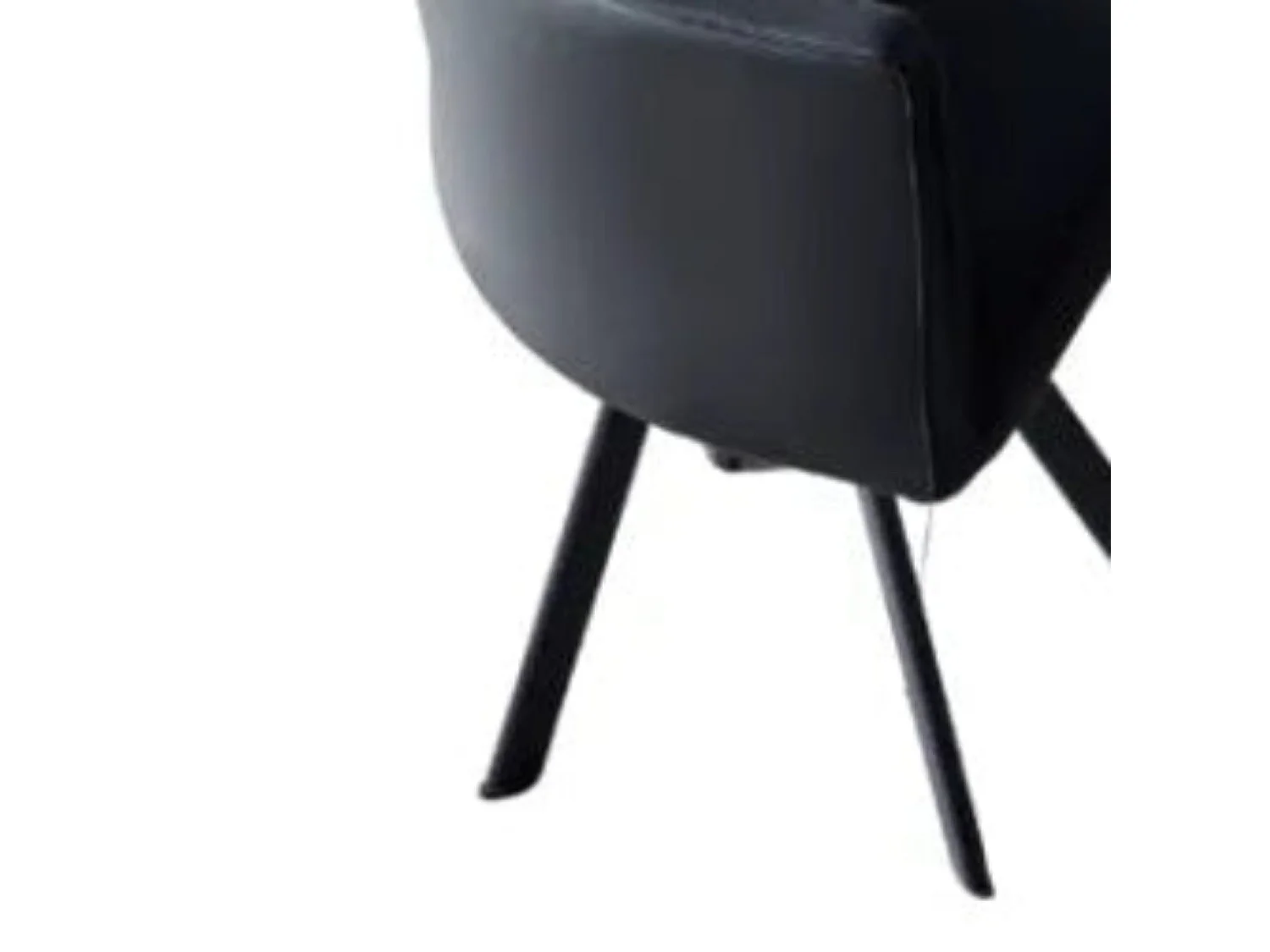 Ensemble Table et 4 chaises simili cuir noir VENDOME bois marbré blanc pieds métal