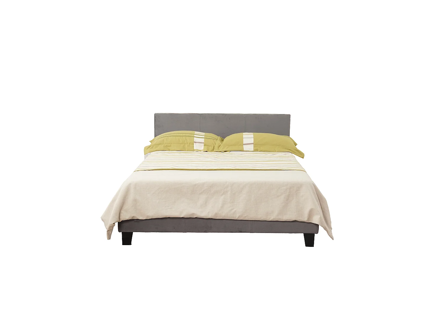 Lit 2 places  Beige 140x190 cm  Velours avec sommier intégré MELBOURNE