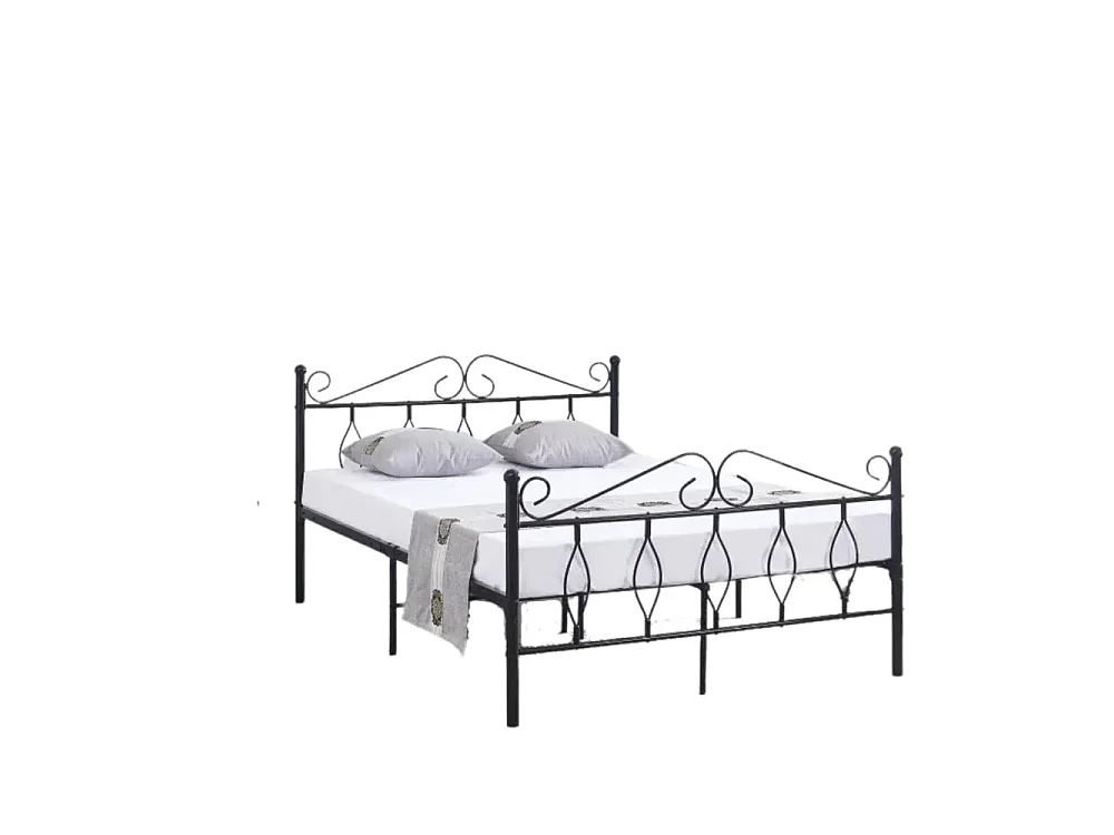 Lit 2 Places JULIE en Métal Noir – 140x190 cm avec Sommier Inclus