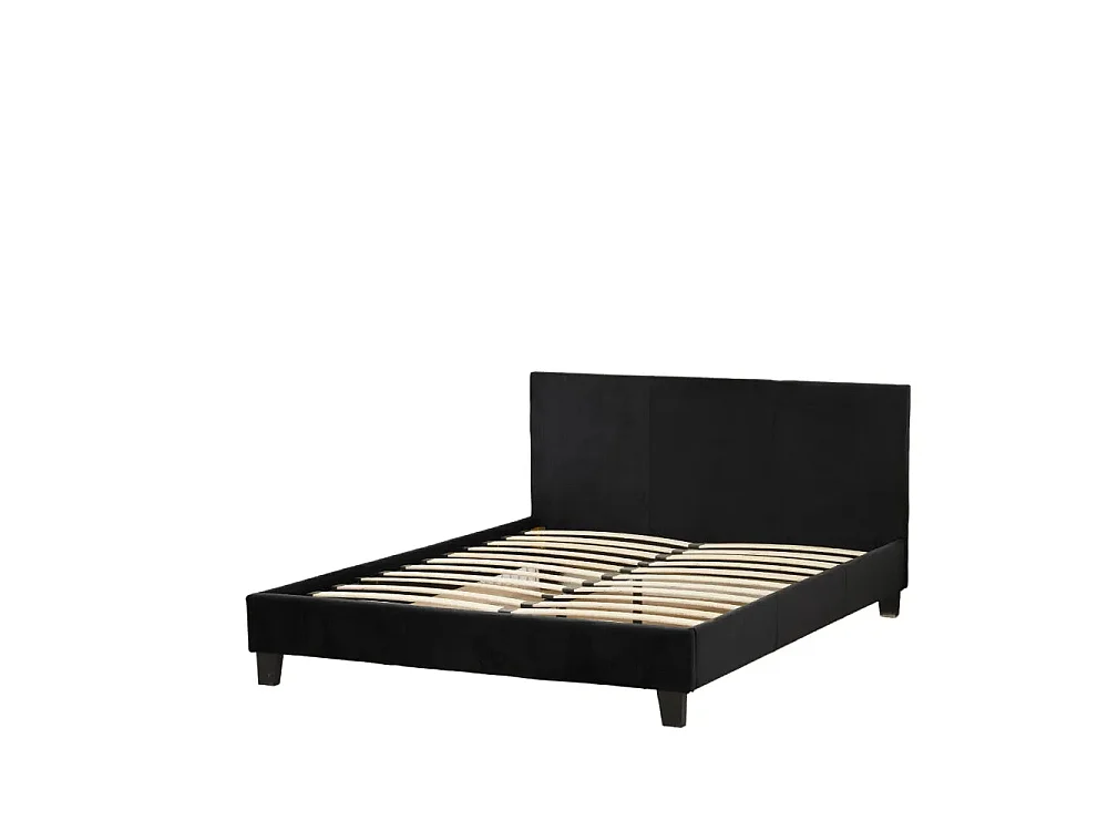 Lit 2 places MELBOURNE velours noir 140x190 cm avec sommier intégré