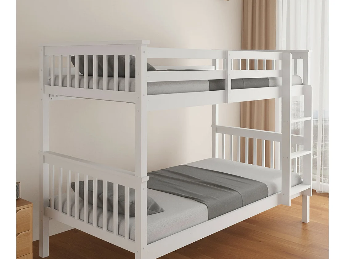 Lit superposé 1+1 BATNA en Bois Blanc 90x190 cm