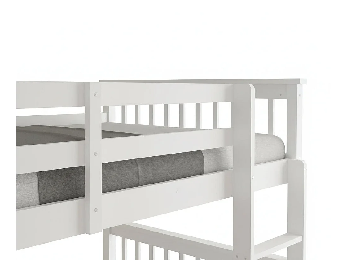 Lits superposés 90x190 bois blanc échelle sommiers lattes inclus - BATNA