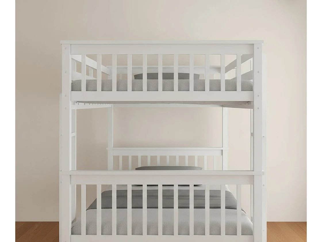 Lits superposés 90x190 bois blanc échelle sommiers lattes inclus - BATNA