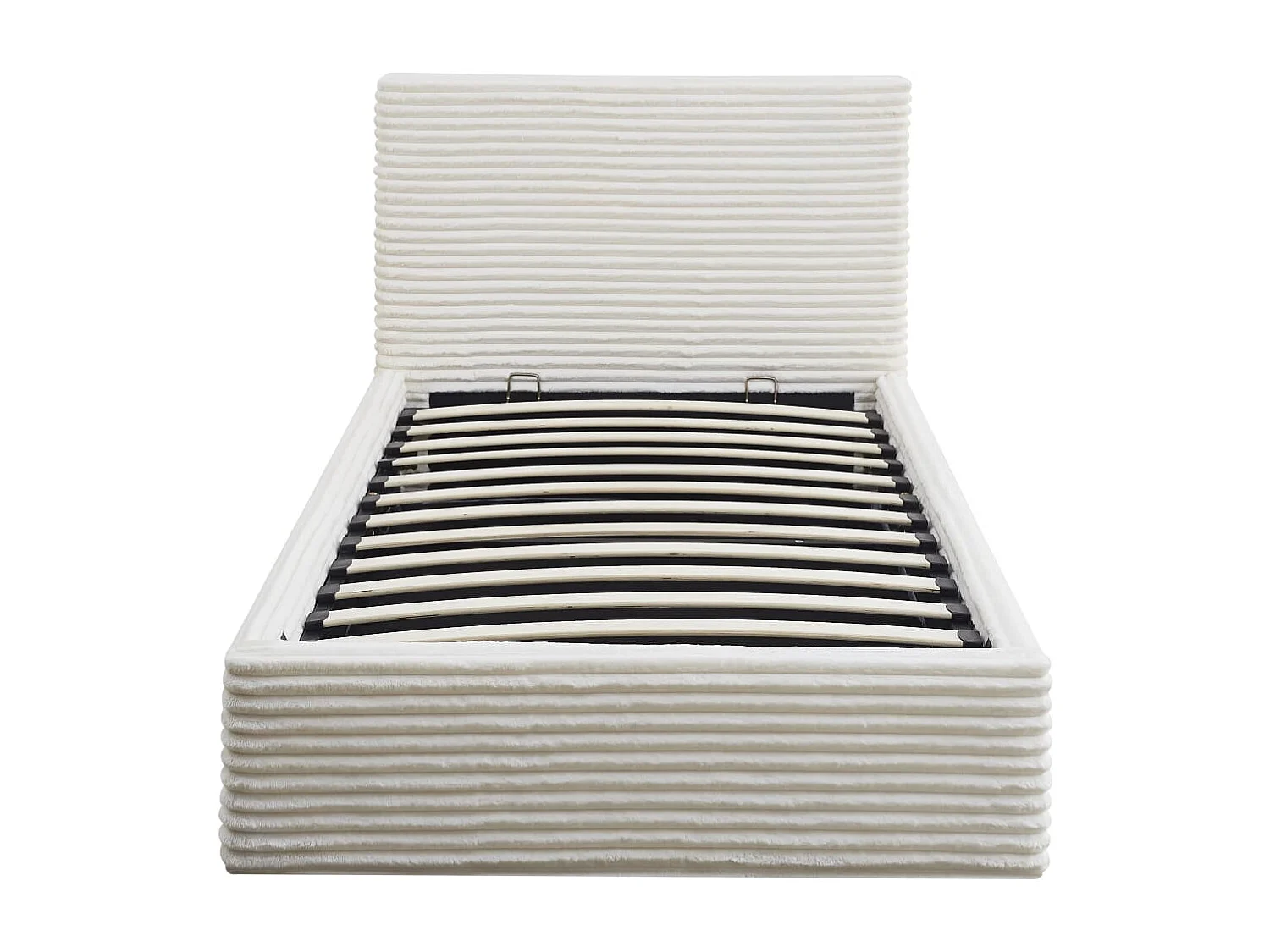 Lit Coffre MAIA 90x190cm Velours Côtelé Écru avec Sommier