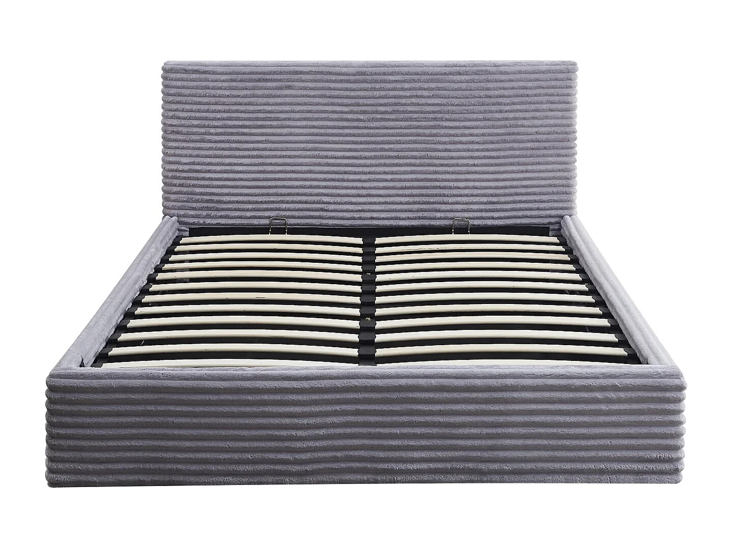 Lit Coffre MAIA 140x190cm Côtelé Gris avec Sommier
