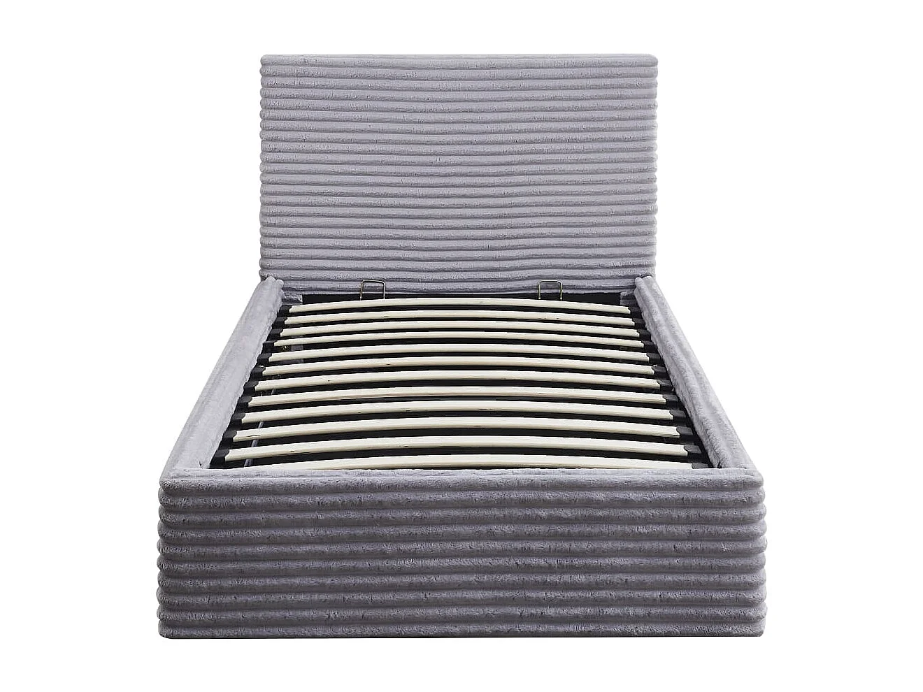 Lit Coffre MAIA 90x190cm Côtelé Gris avec Sommier