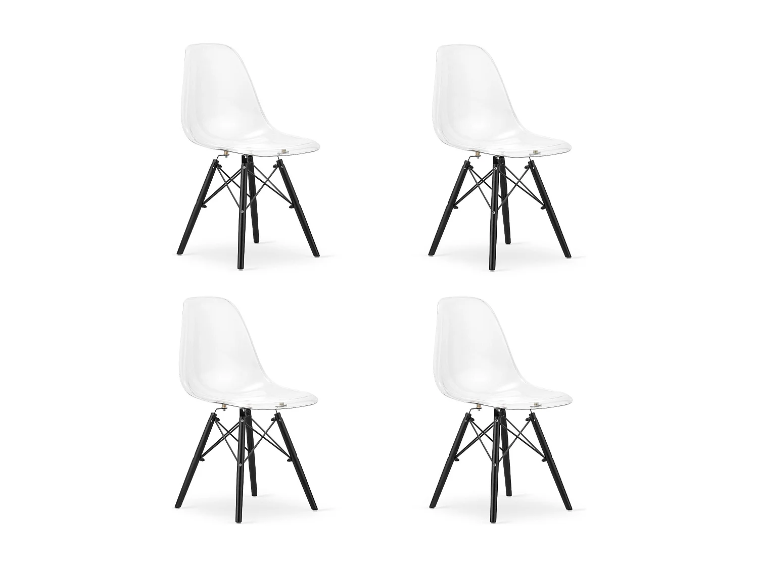 Chaise Valora OSAKA, pieds noirs transparents, pour salon x4