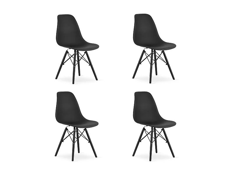 Sedia Valora OSAKA nera dal design ergonomico per il soggiorno x4