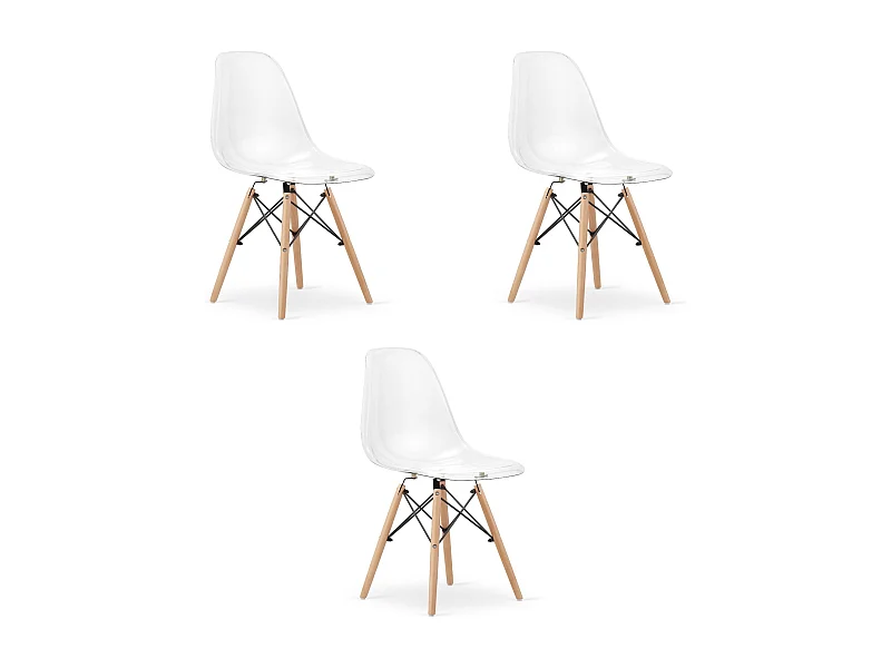 Chaise Valora OSAKA Pieds naturels transparents pour salon x3