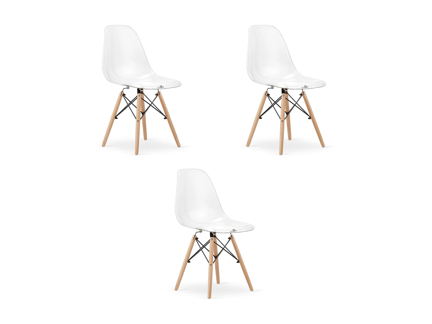 Chaise Valora OSAKA Pieds naturels transparents pour salon x3