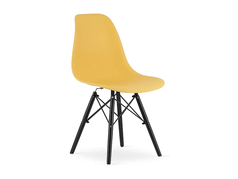 Silla Valora OSAKA color mostaza con patas negras, ergonómica para sala de estar