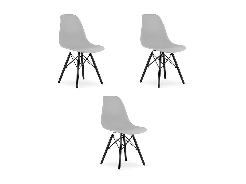 Cadeira Valora OSAKA Cinza com Pernas Pretas, Design Ergonômico x3