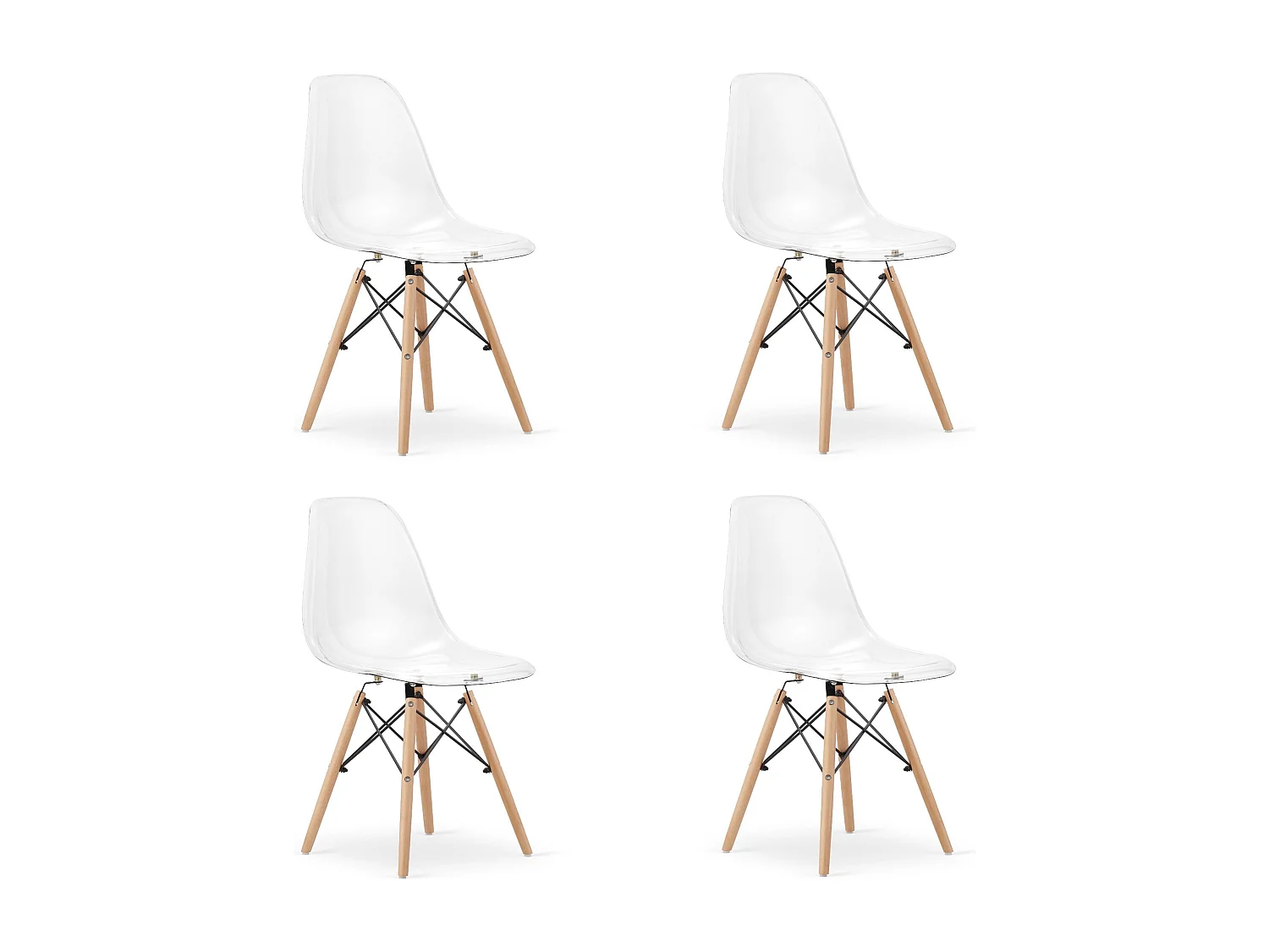 Chaise Valora OSAKA Pieds naturels transparents pour salon x4