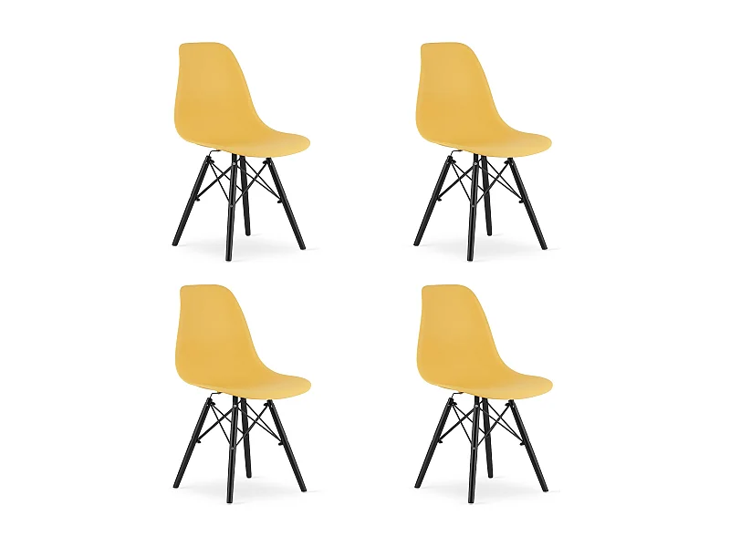 Silla Valora OSAKA color mostaza con patas negras para comedor (x4)