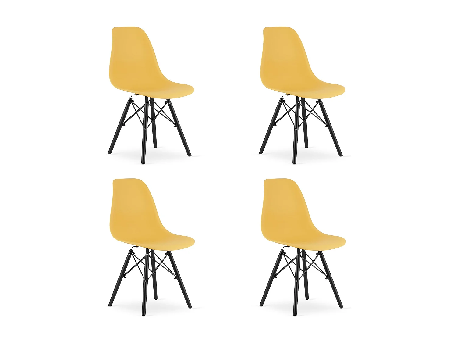 Chaise Valora OSAKA, pieds noirs moutarde, pour salle à manger (x4)