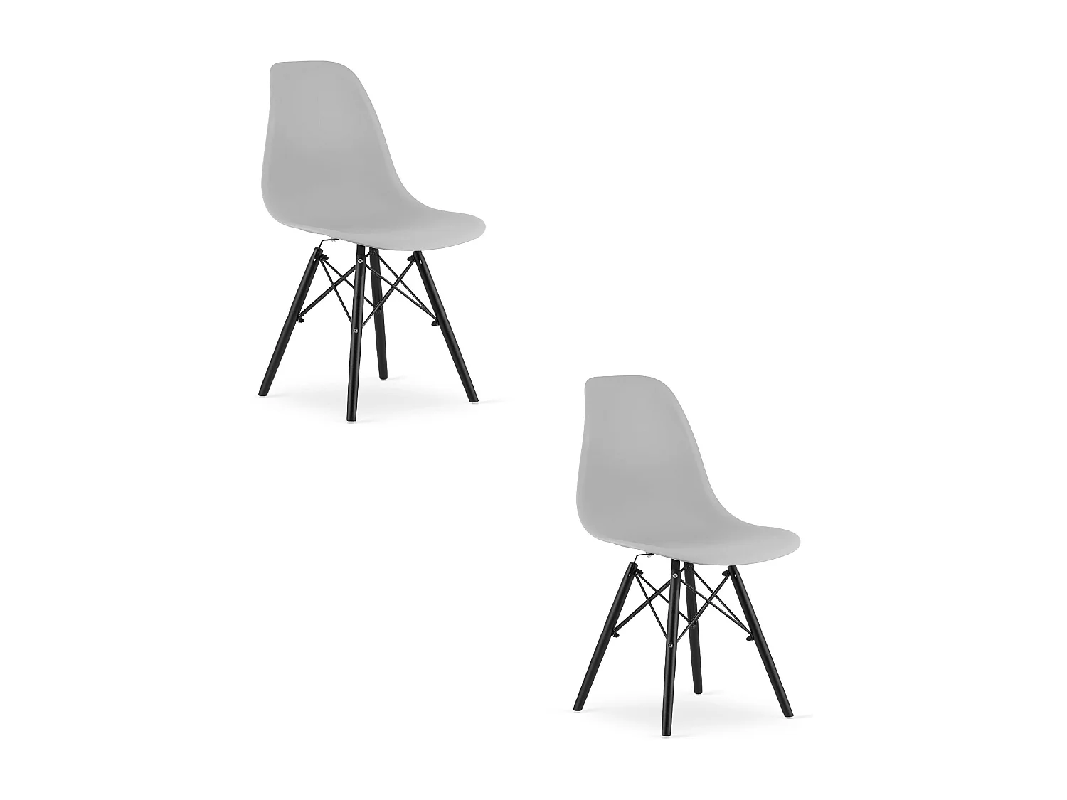 Chaise Valora OSAKA Gris Pieds Noirs Design Ergonomique x2