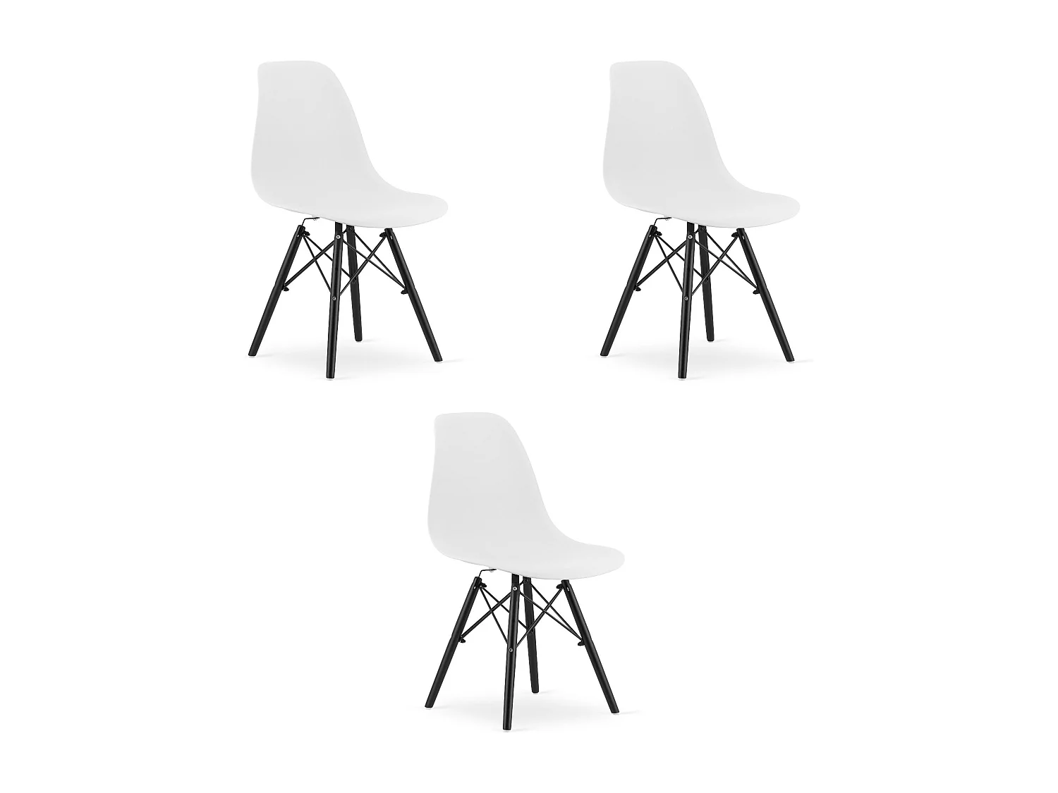 Chaise Valora OSAKA blanche, pieds noirs, design ergonomique x3