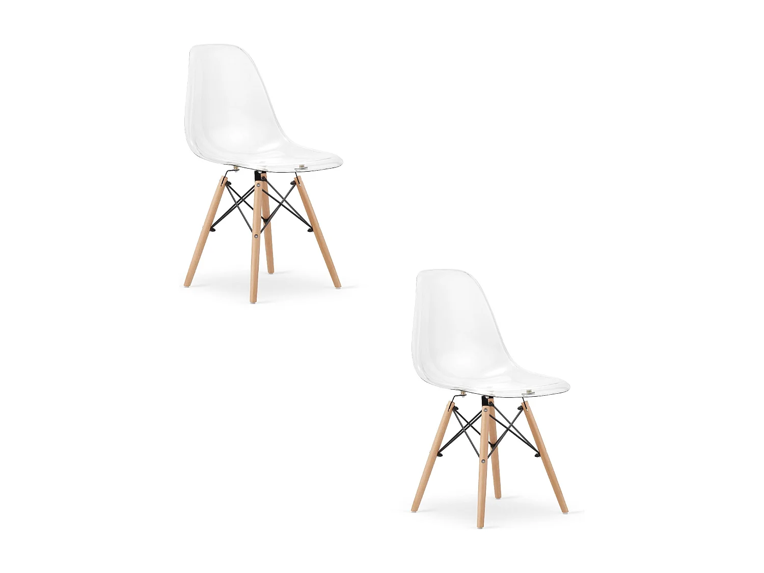 Chaise Valora OSAKA Pieds naturels transparents pour salon x2