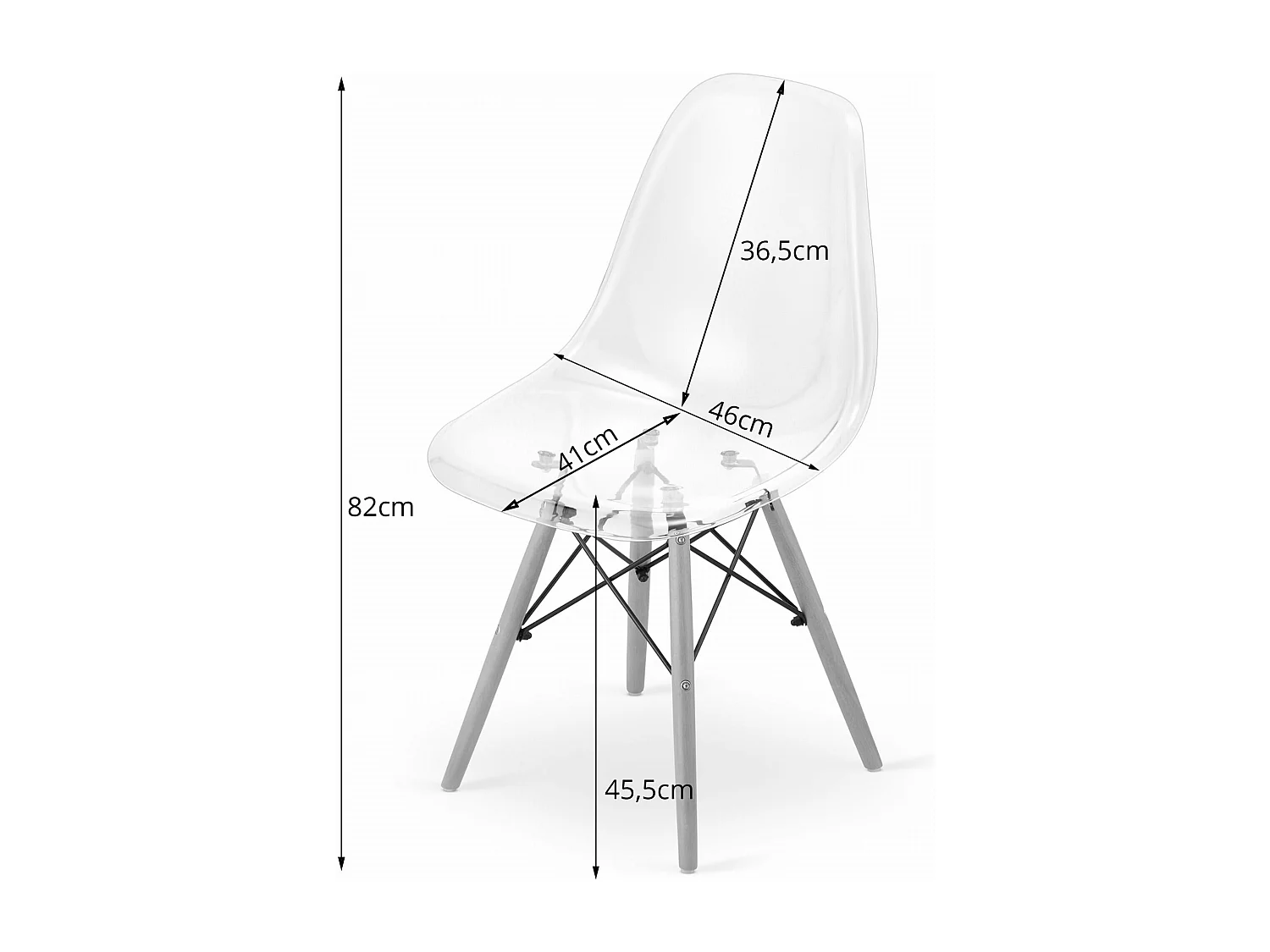 Chaise Valora OSAKA Pieds naturels transparents pour salon x2