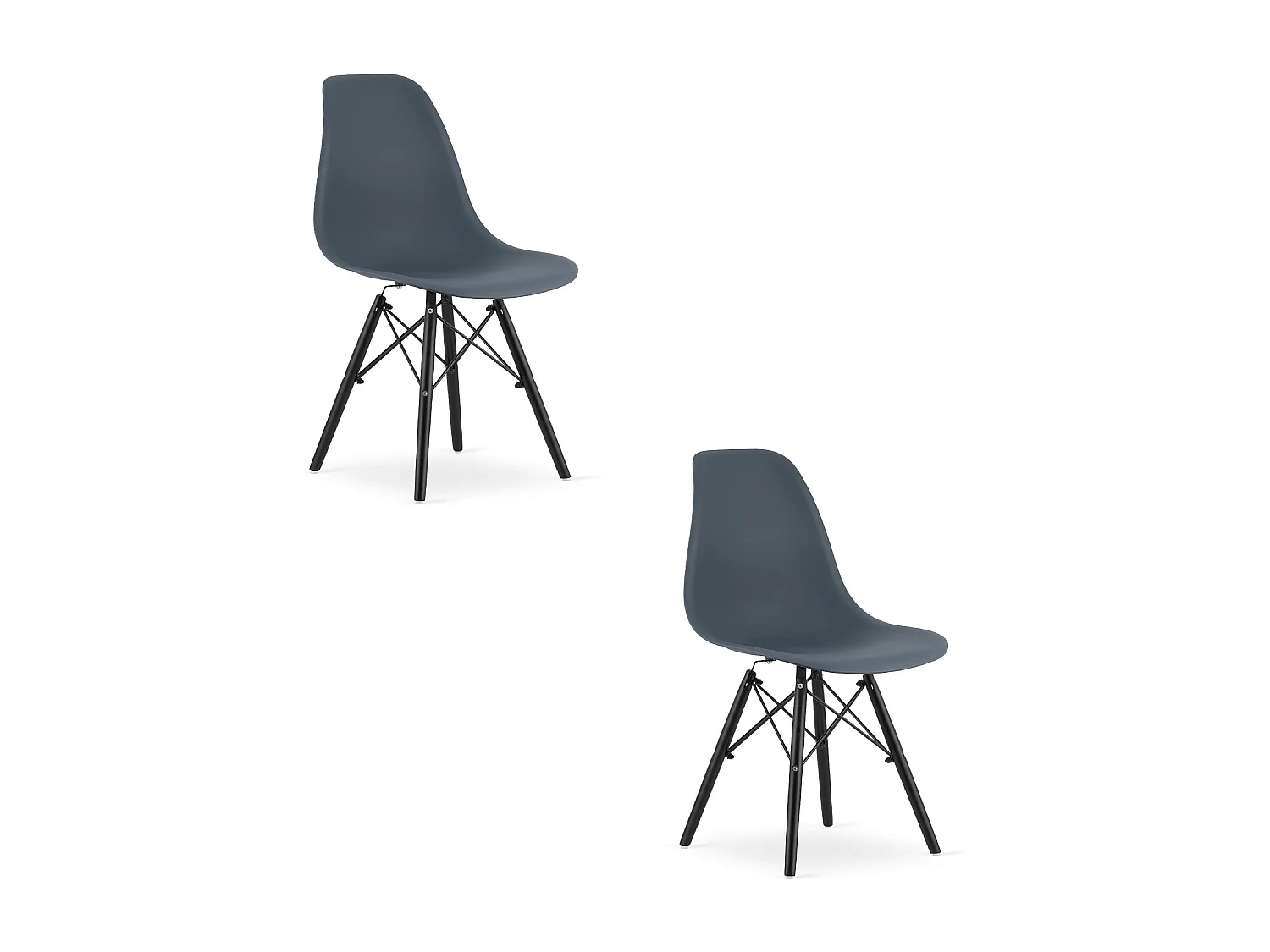 Valora OSAKA Stuhl, Dunkelgrau, ergonomisches Design, schwarze Beine (2 Stück)