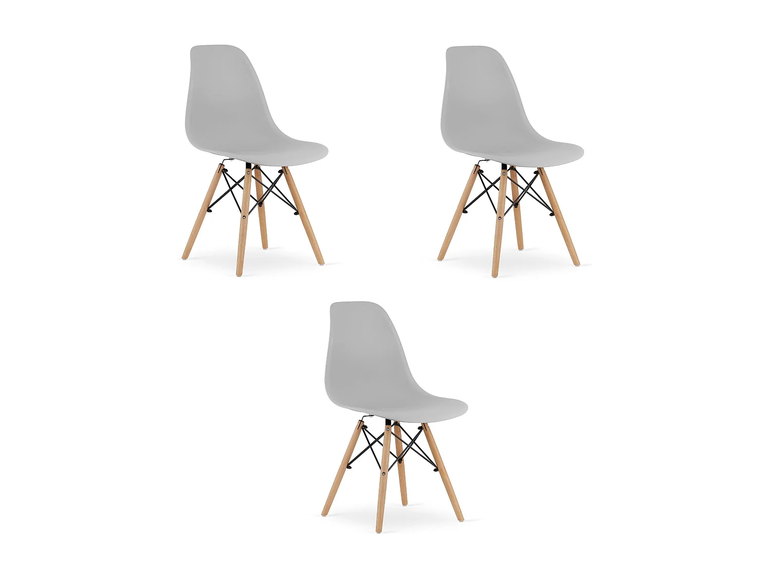 Valora OSAKA Stuhl, graue Holzbeine, ergonomisches Design, 3 Stück