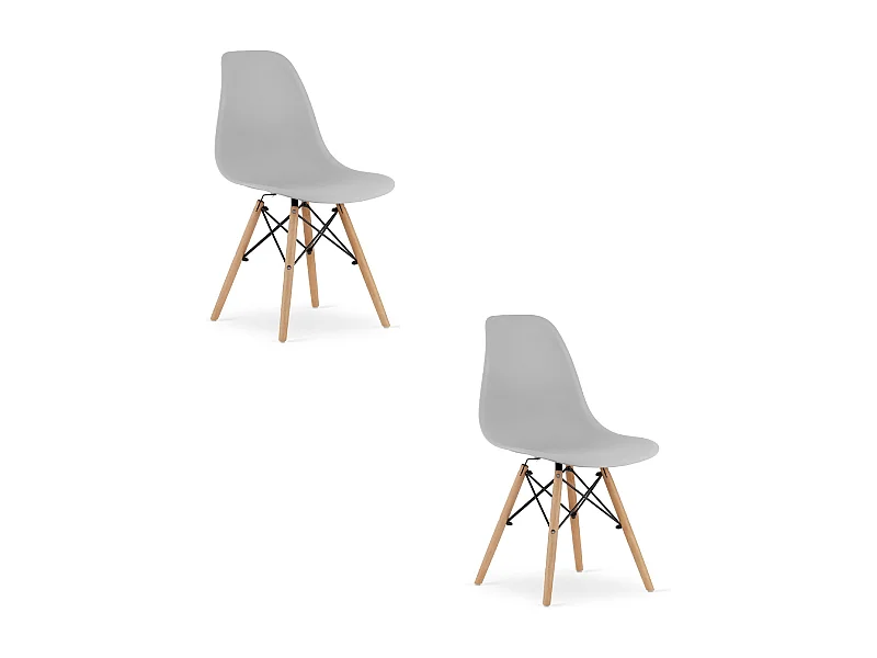 Chaise Valora OSAKA grise, pieds naturels, pour salon (x2)