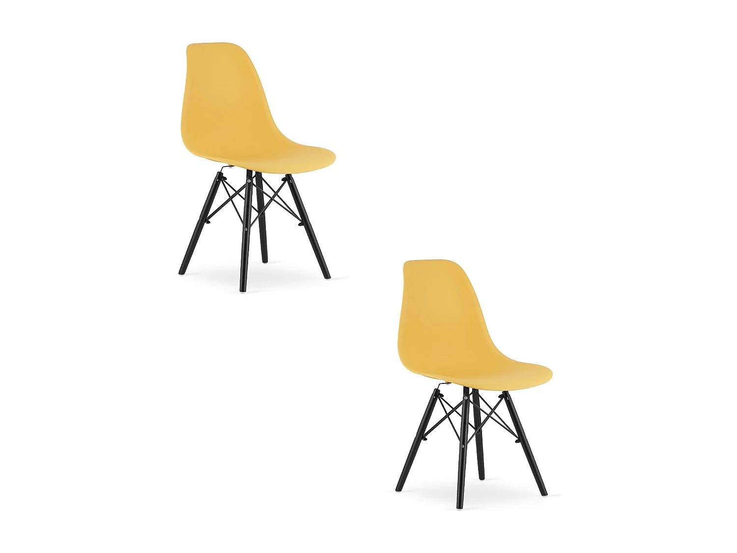 Chaise Valora OSAKA, couleur moutarde, pieds noirs, pour salon (x2)