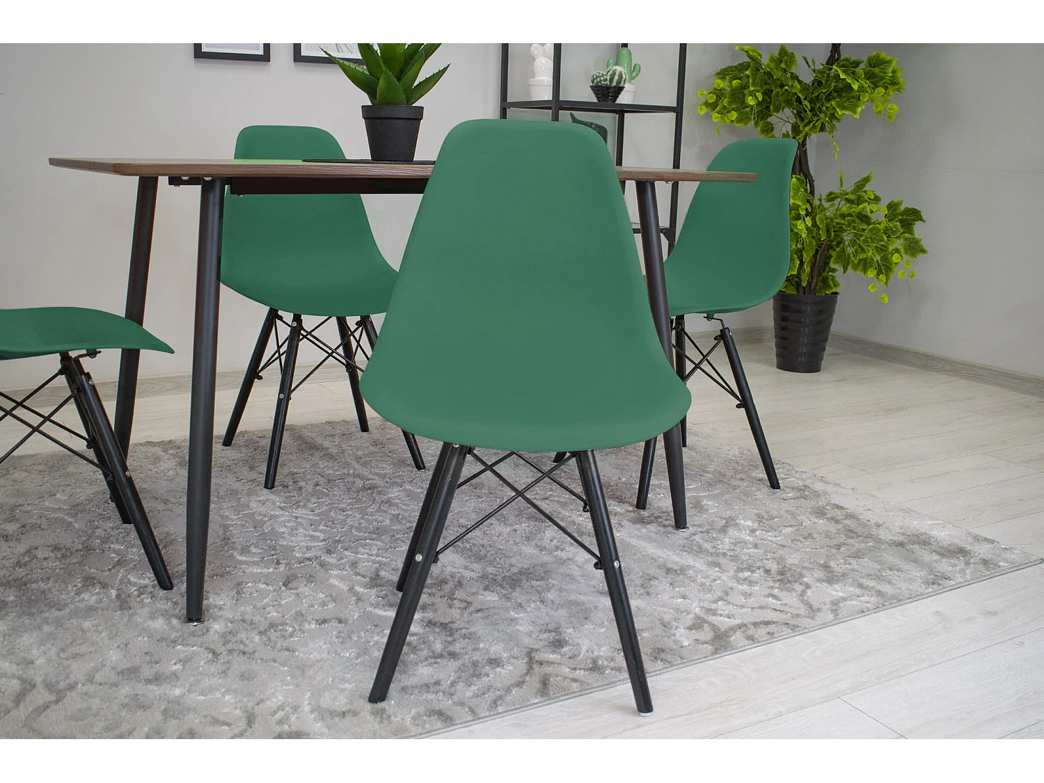 Valora OSAKA Cadeira Verde com Pernas Pretas, Design Ergonômico x4