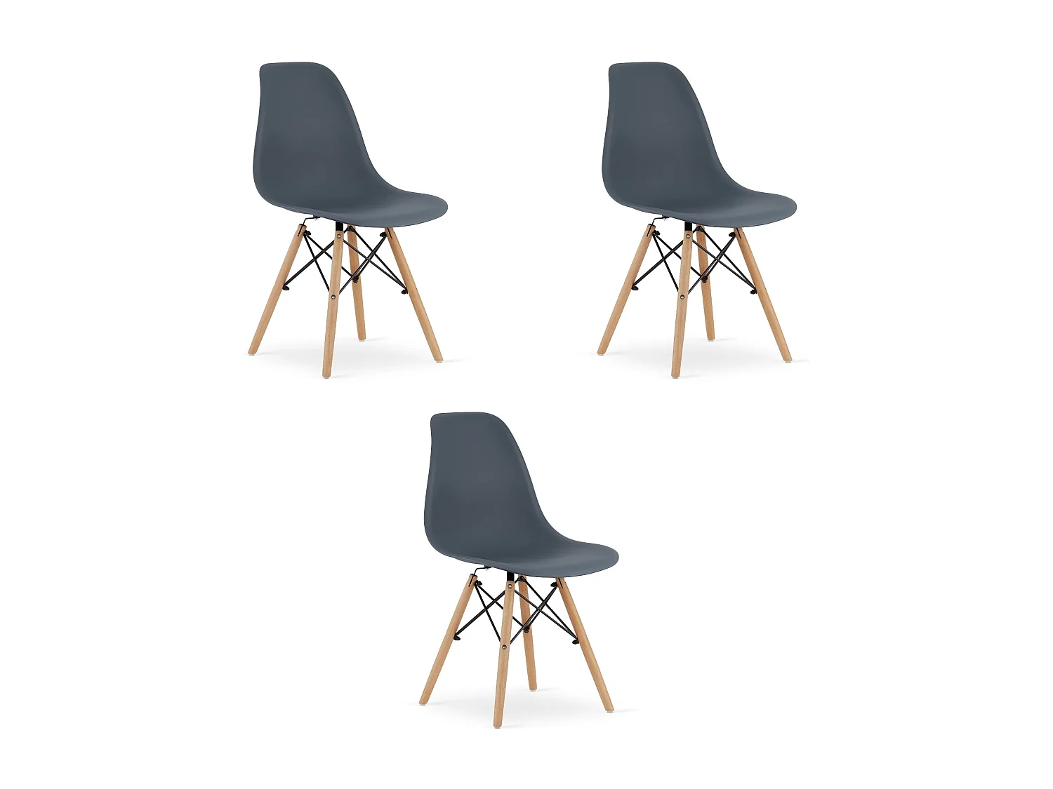 Chaise Valora OSAKA, coloris ardoise foncée, pieds naturels, pour salon (x3)