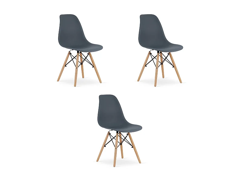 Chaise Valora OSAKA, coloris ardoise foncée, pieds naturels, pour salon (x3)