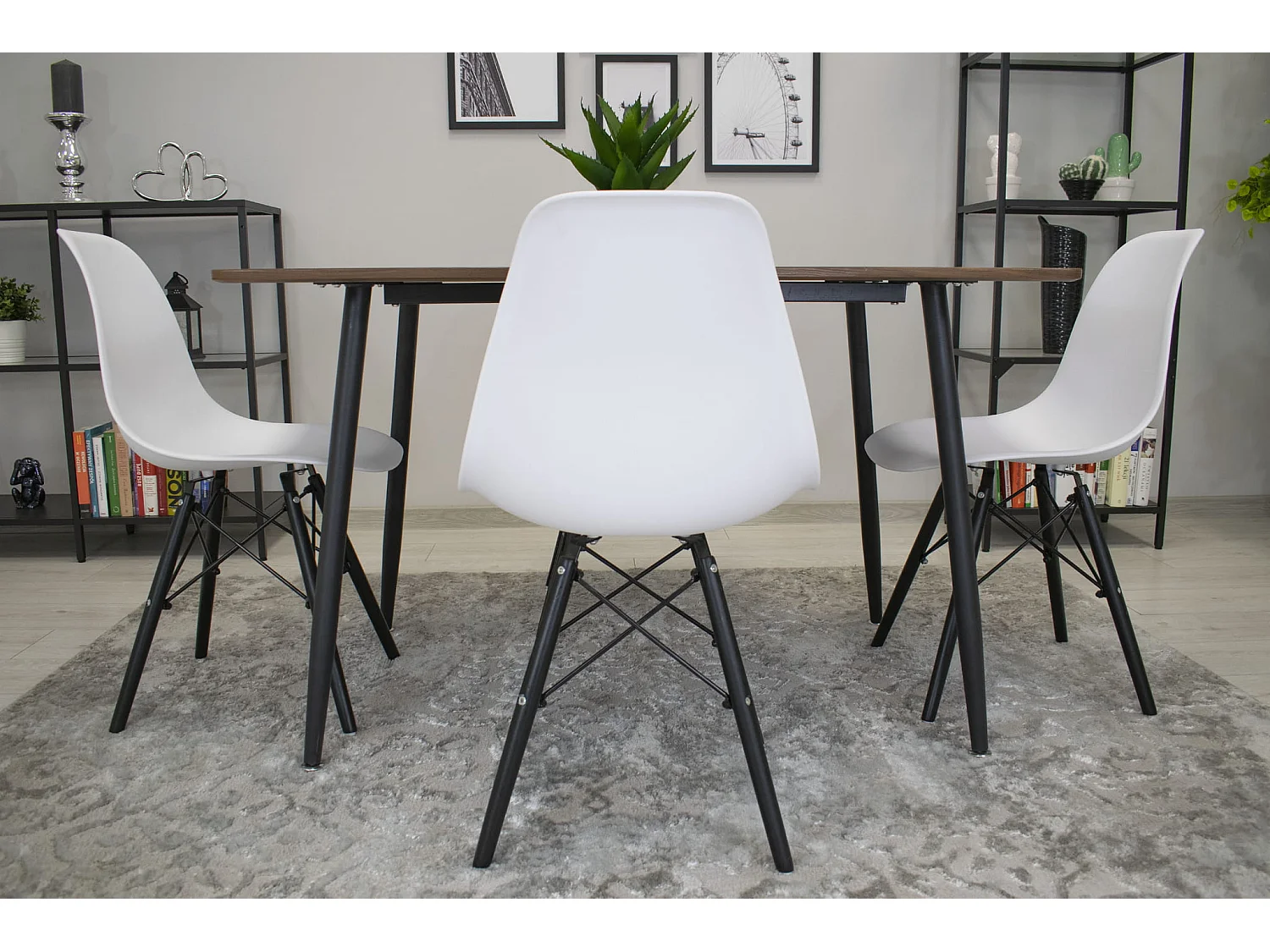 Valora OSAKA Stuhl, weiß, schwarze Beine, ergonomisch, für das Wohnzimmer