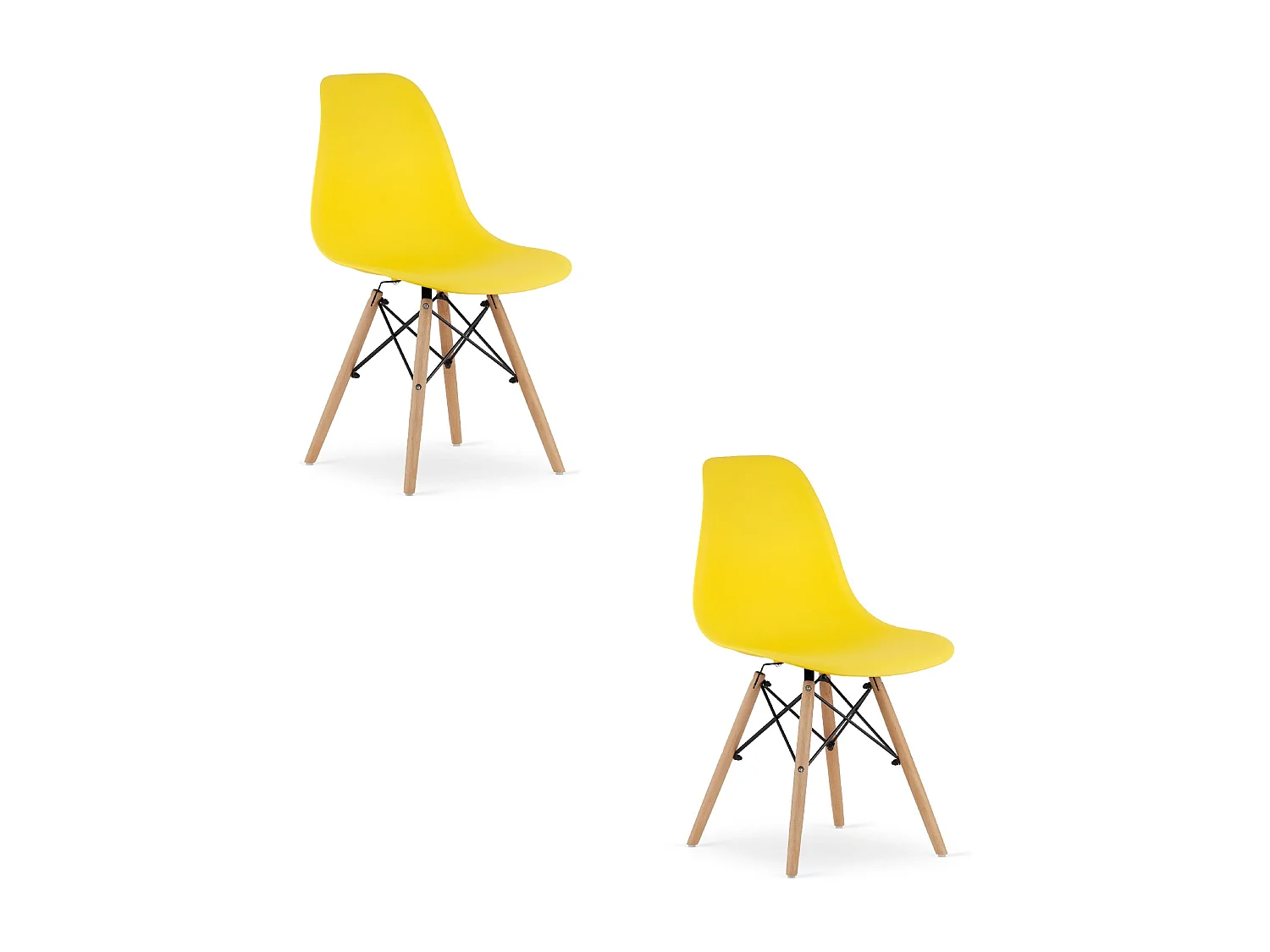 Chaise Valora OSAKA jaune pieds naturels pour salon x2