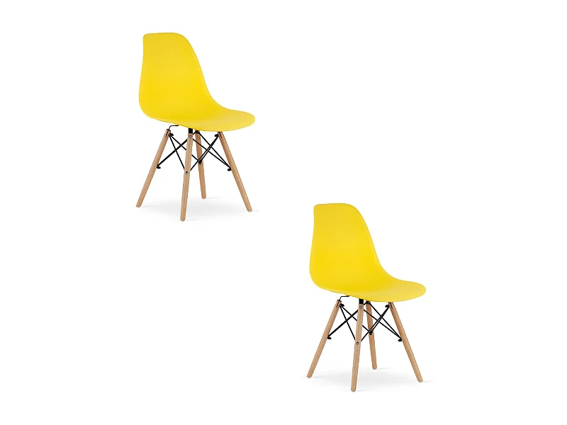 Chaise Valora OSAKA jaune pieds naturels pour salon x2