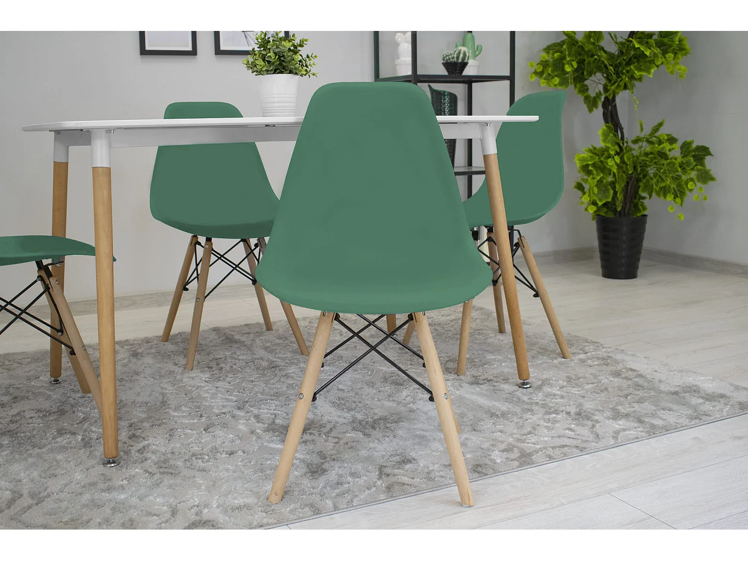 Chaise Valora OSAKA, pieds naturels verts, pour salon (x4)