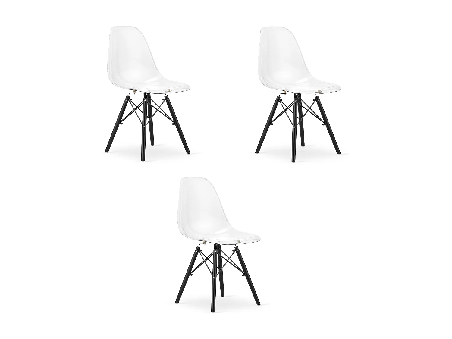 Chaise Valora OSAKA, pieds noirs transparents, pour salon x3