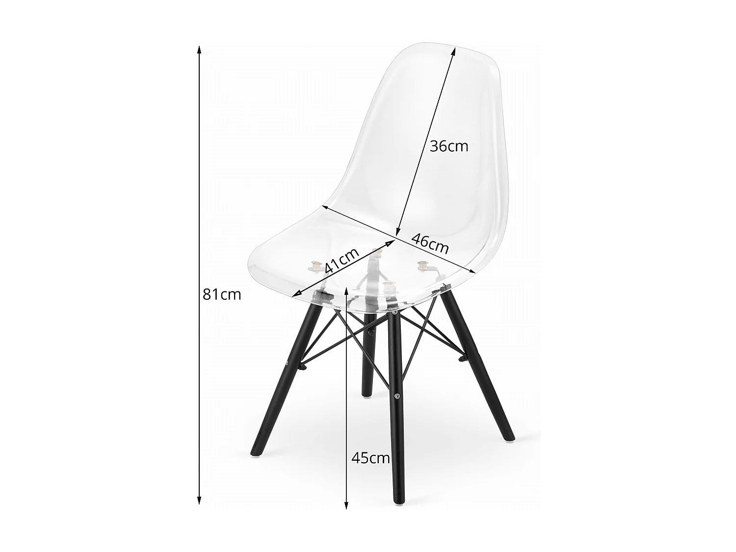 Chaise Valora OSAKA, pieds noirs transparents, pour salon x3