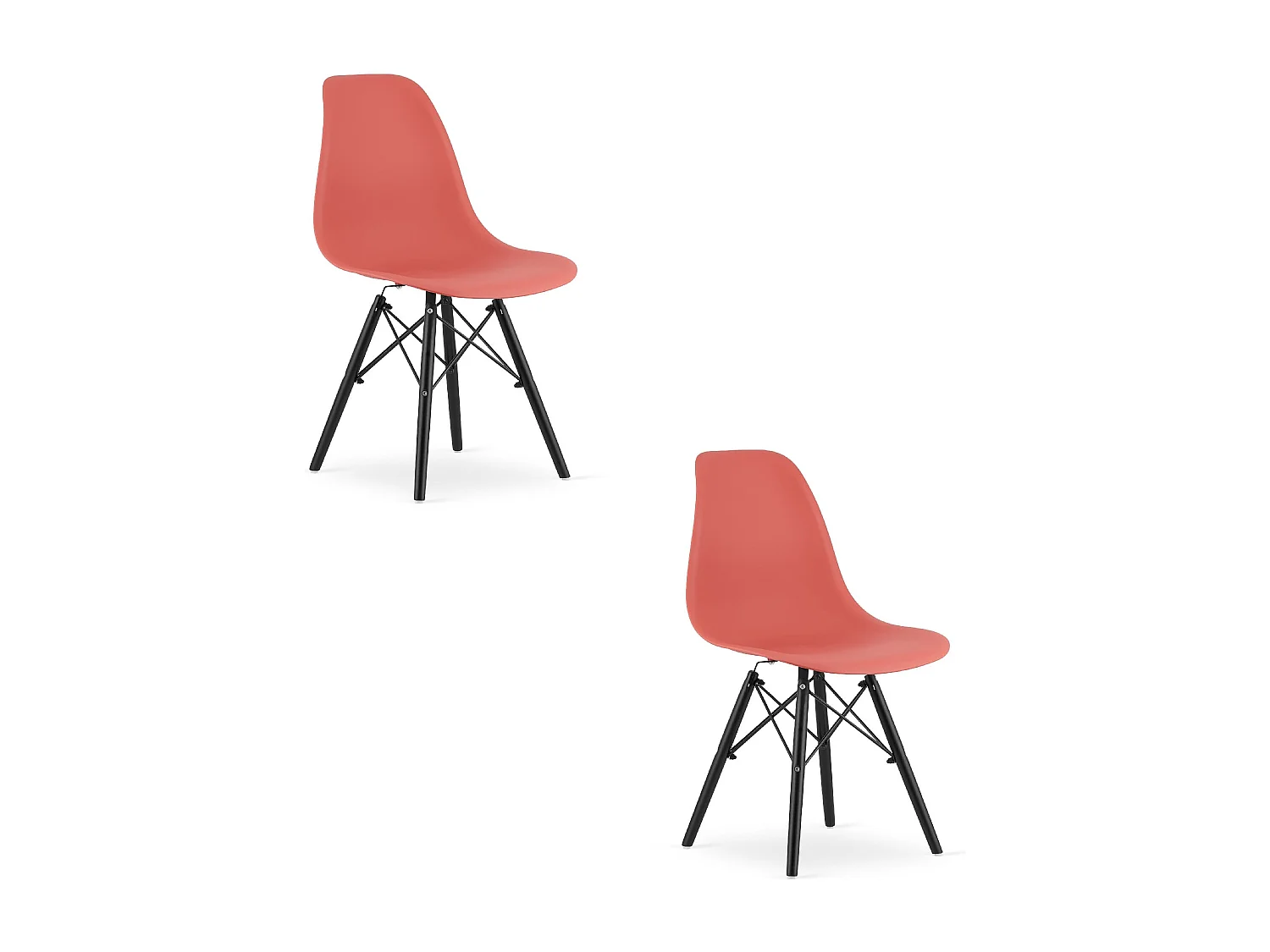 Valora OSAKA Stuhl, ergonomisches Design, Beine in Zinnoberrot Schwarz (2 Stück)