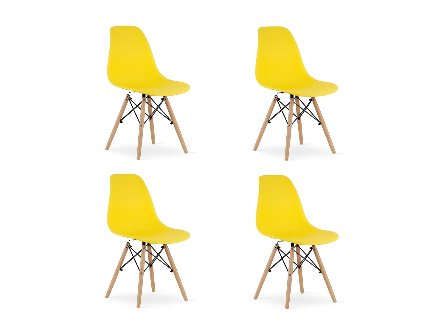 Chaise Valora OSAKA jaune pieds naturels pour salon x4