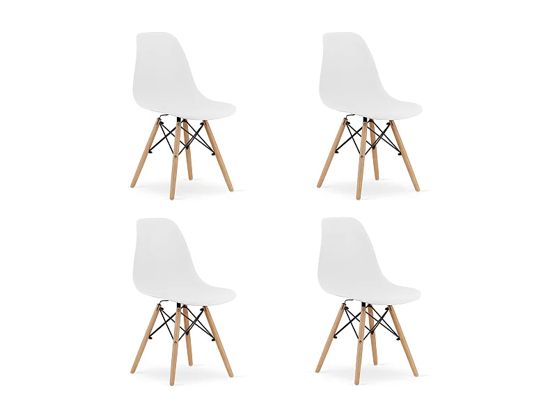 Chaise Valora OSAKA blanche, pieds naturels, design ergonomique x4